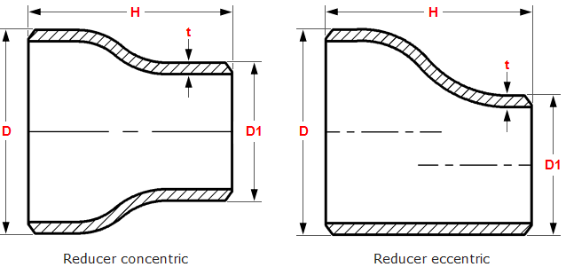 concentric reducer and eccentric reducer drawing