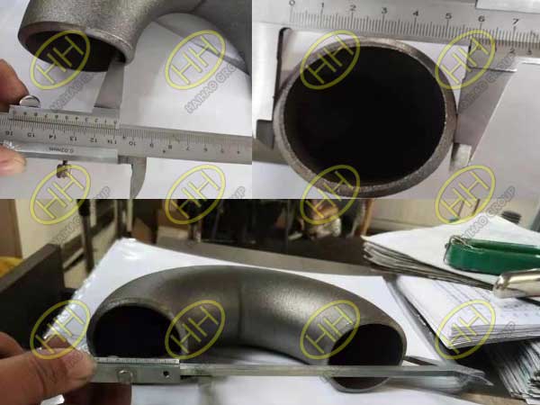 Dimension measurement of 180 degree customized radius elbows P235GH TC1 EN 10253-2 Type A