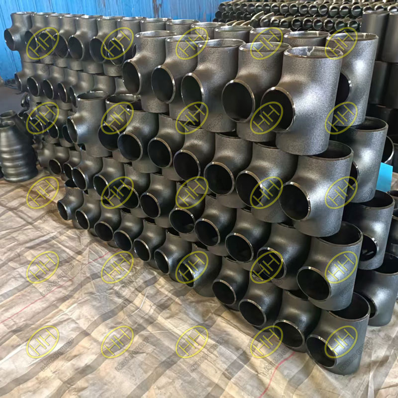 Seamless steel reducing tees being prepared for export at Haihao Group's manufacturing facility