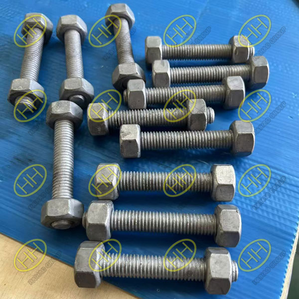 Hot dip galvanized stud bolts with nuts