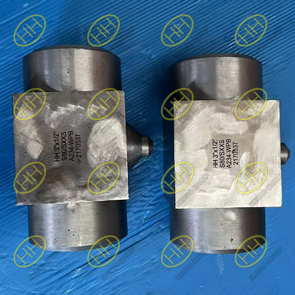 Custom forged ASME A234 WPB tee fittings supplied by Haihao Group