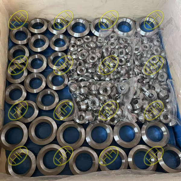 Carbon steel butt weld branch outlets CL3000 SCH XS in multiple sizes prepared for shipment to India by Haihao Group