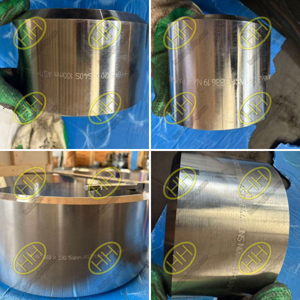 Custom ASTM B444 UNS N06625 GR.1 transition pipe nipples, 100% PMI LPE tested NACE compliant Inconel 625 fittings shipped to Singapore industrial project